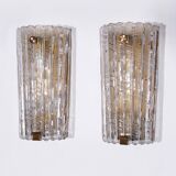 Appliques Orrefors Design XXL de Carl Fagerlund en verre et laiton, années 1960