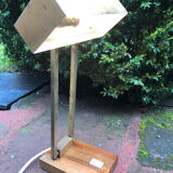 Bauhaus desk lamp gilded brass and teak