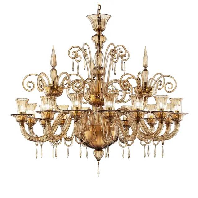 Dark Amber Pagliesco Lively Curls Murano Glass Chandelier by Simoeng for Si