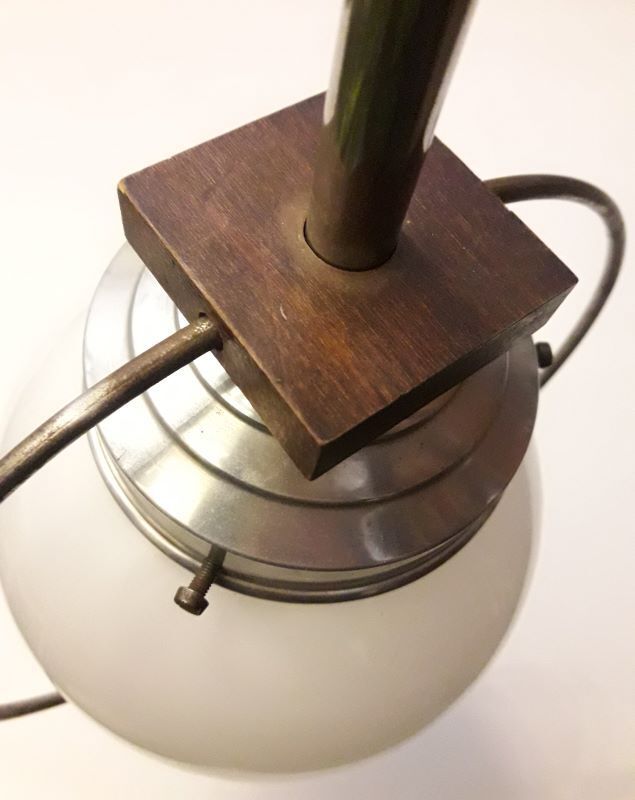 Art Deco aluminium and globe ceiling light