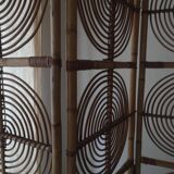 Peacock screen in rattan and bamboo