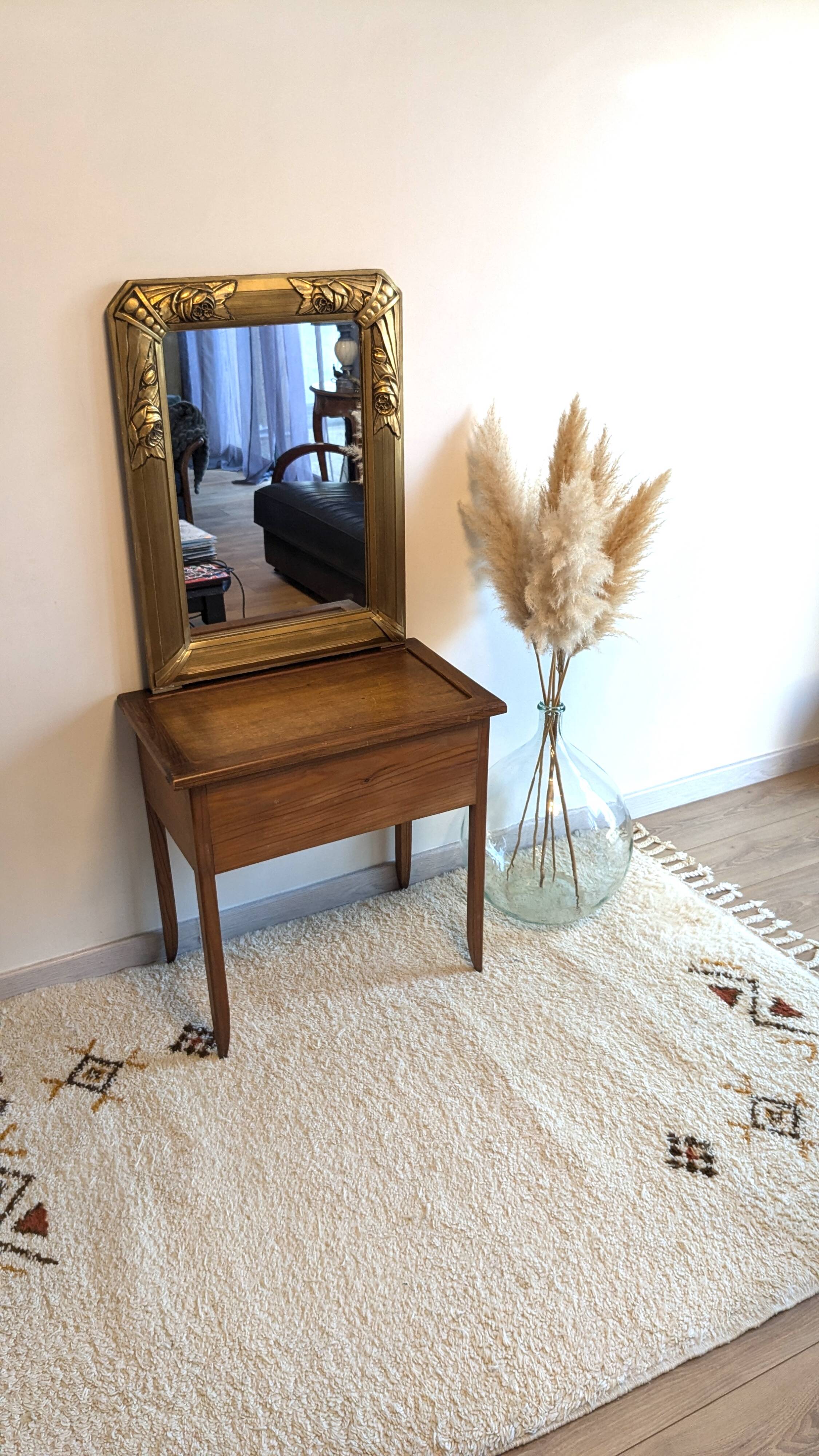 Gold Art Deco Mirror 74 X 55 cm