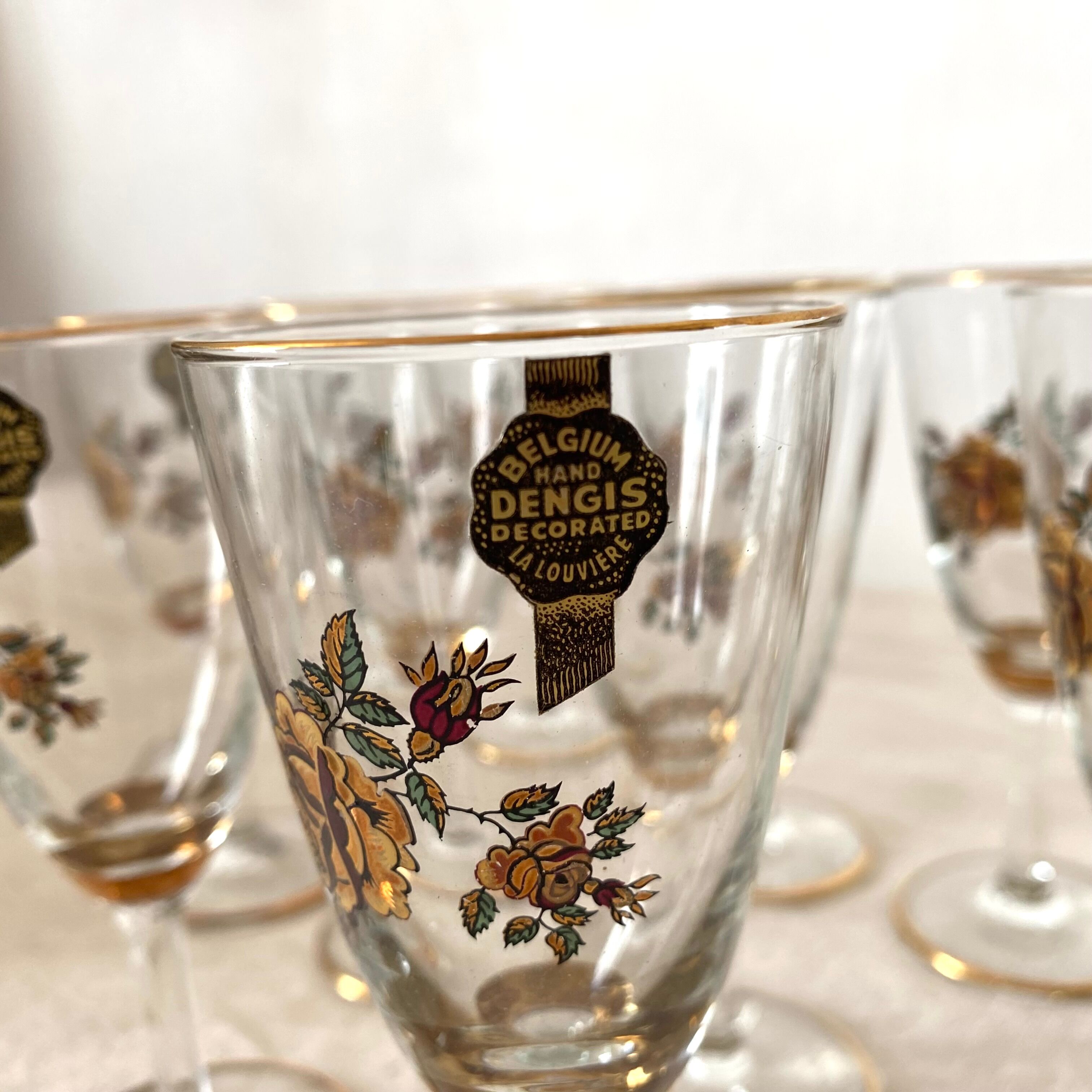 New vintage champagne flutes, 60s, La louvière