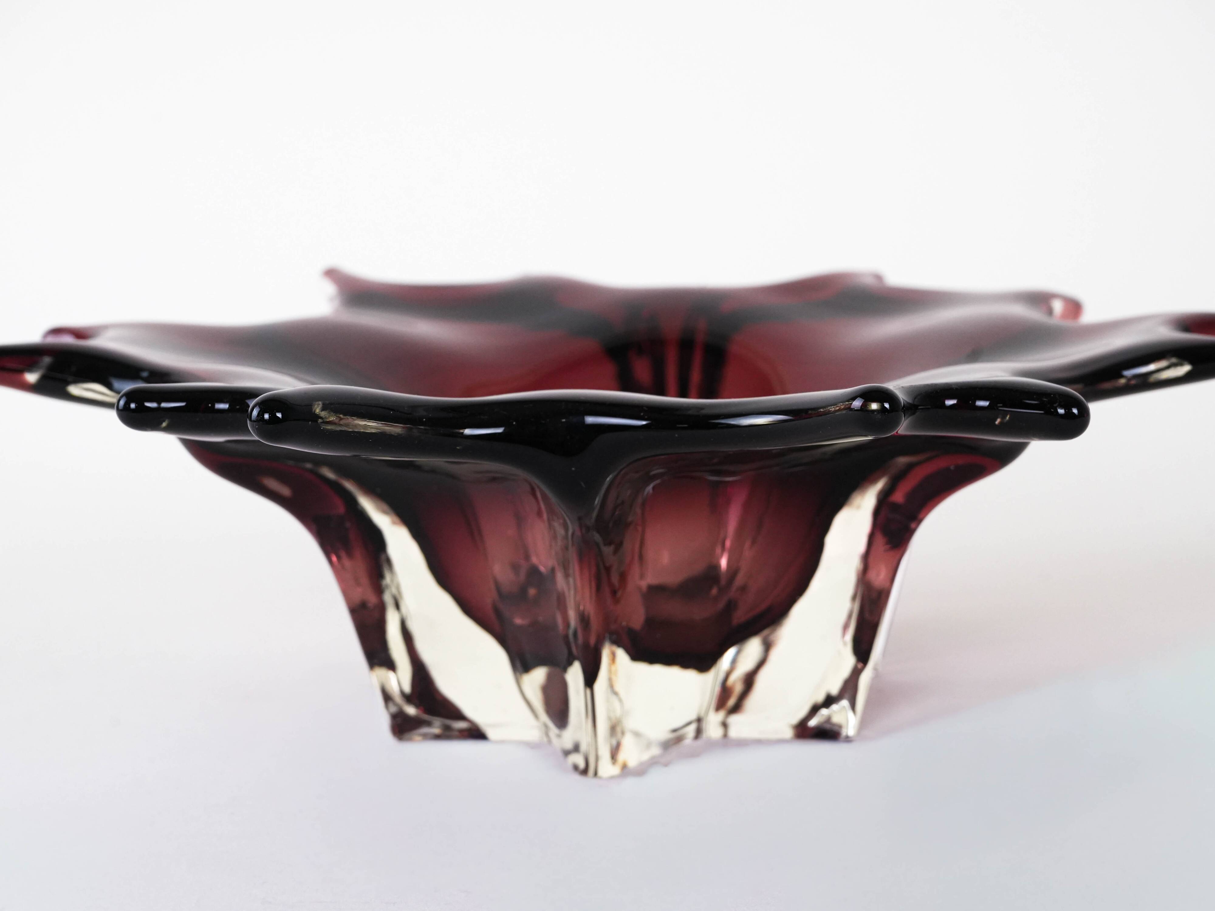 Glass platter, Italian design, 1970s, made in Italy
