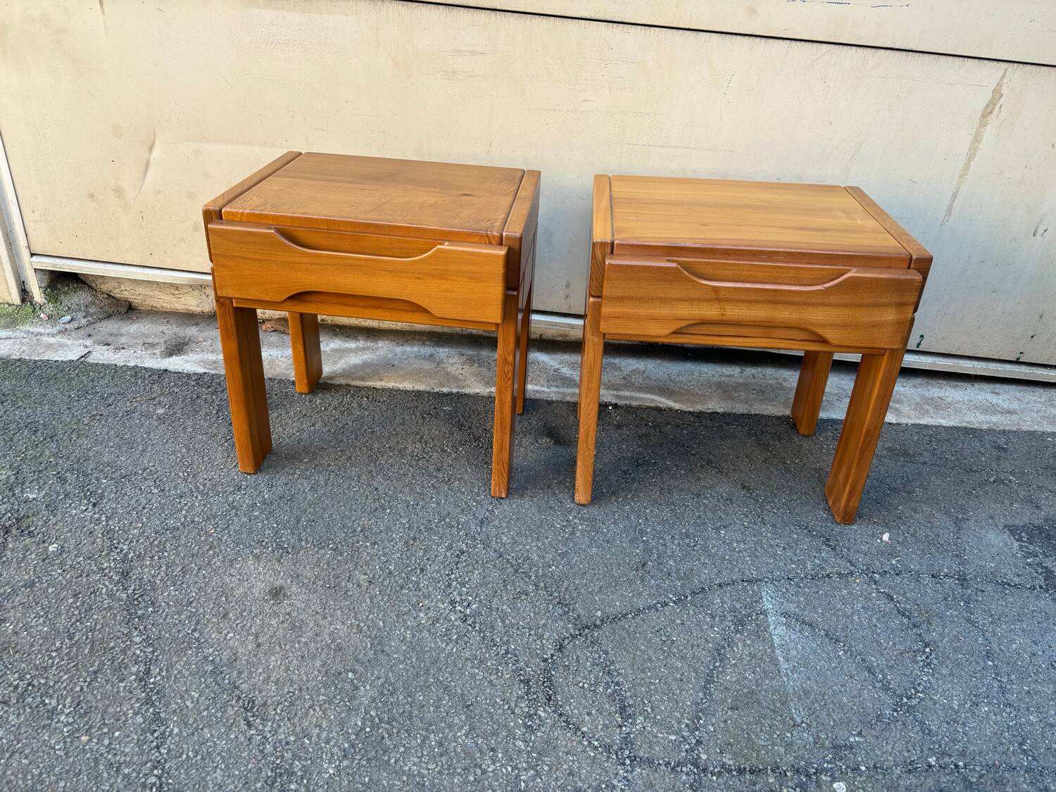 Pair of elm bedside tables Maison Regain 80'