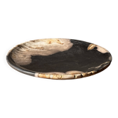 Petit vide poche ou plat en bois pétrifié noir et beige D20,5 -3317