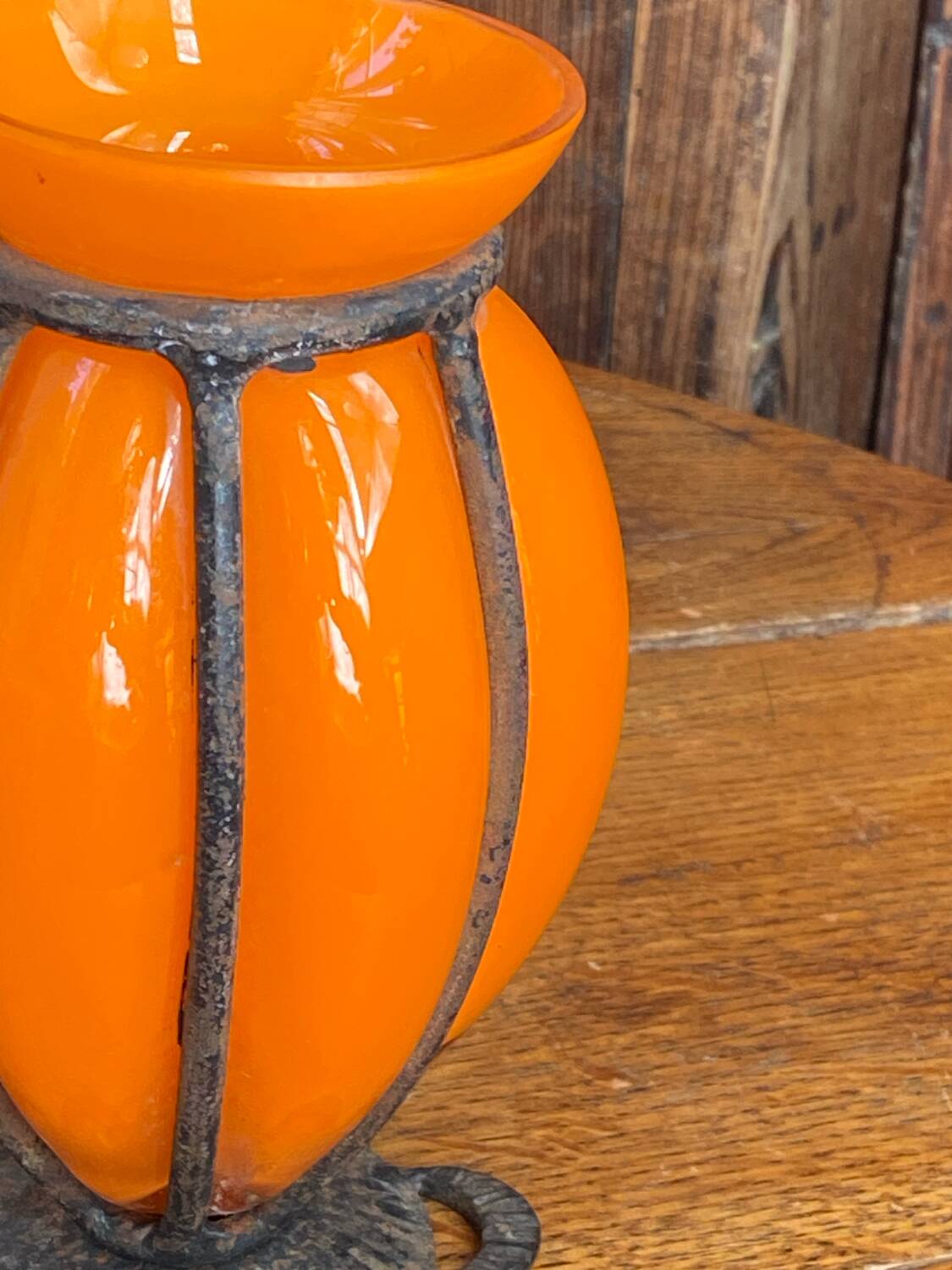 Blown glass vase encased