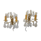 Pair of wall lights with pendants