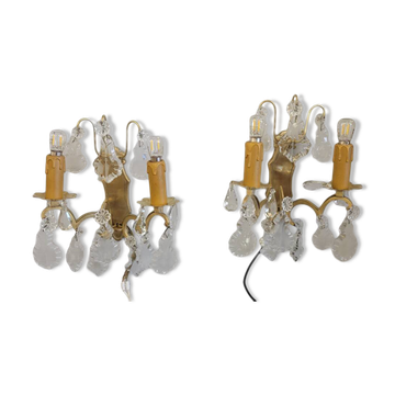 Pair of wall lights with pendants