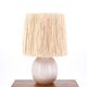 Lampe beige en céramique, abat jour en raphia, années 60