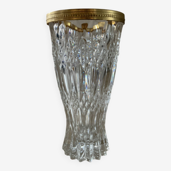 Vase vintage en cristal de Bohème ciselé années 70