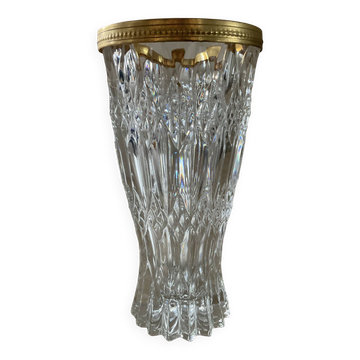 Vase vintage en cristal de Bohème ciselé années 70