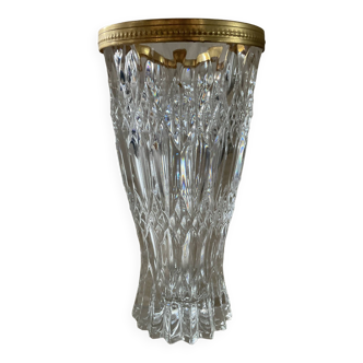 Vase vintage en cristal de Bohème ciselé années 70