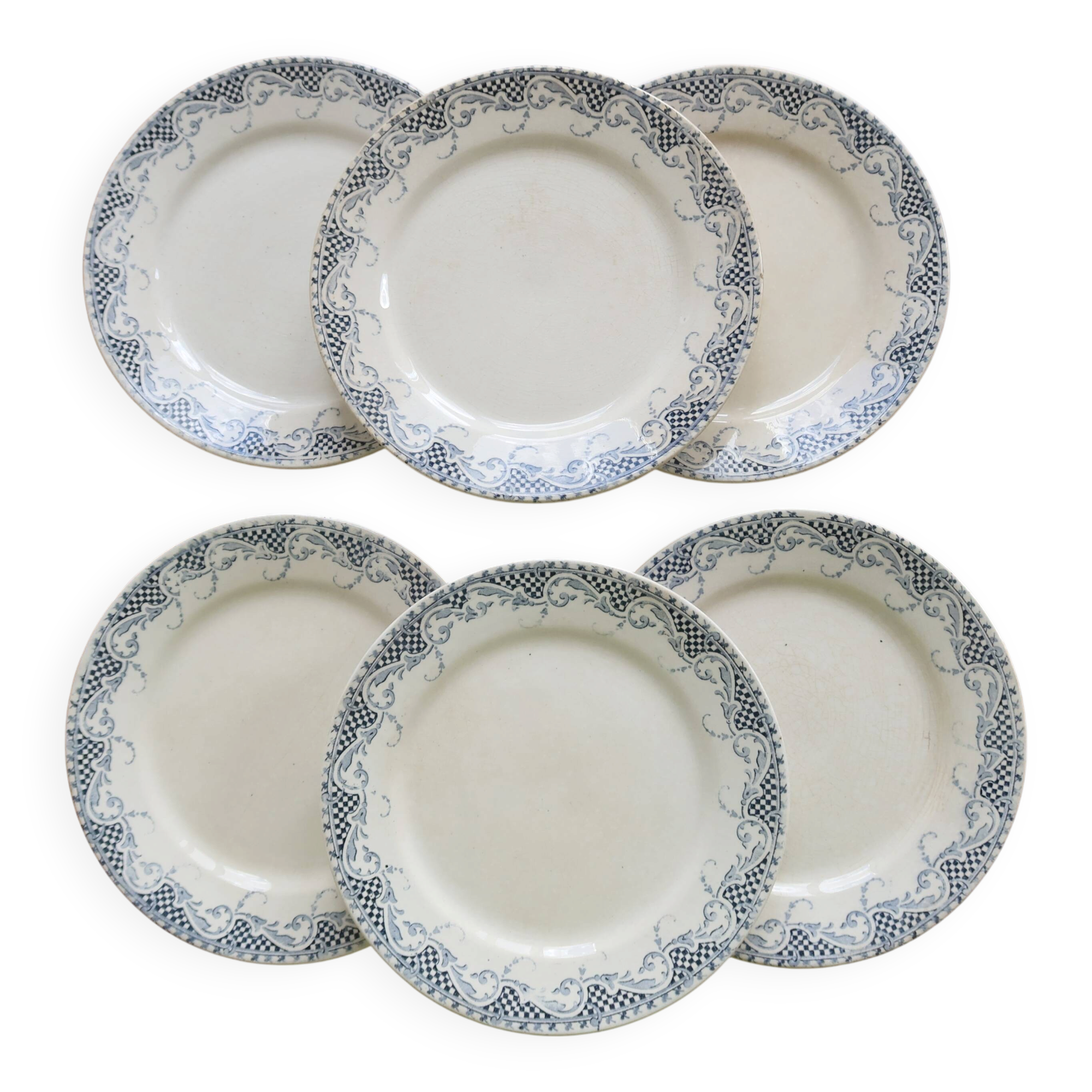 6 dessert plates, ironstone Sarreguemines U&C model Luchon