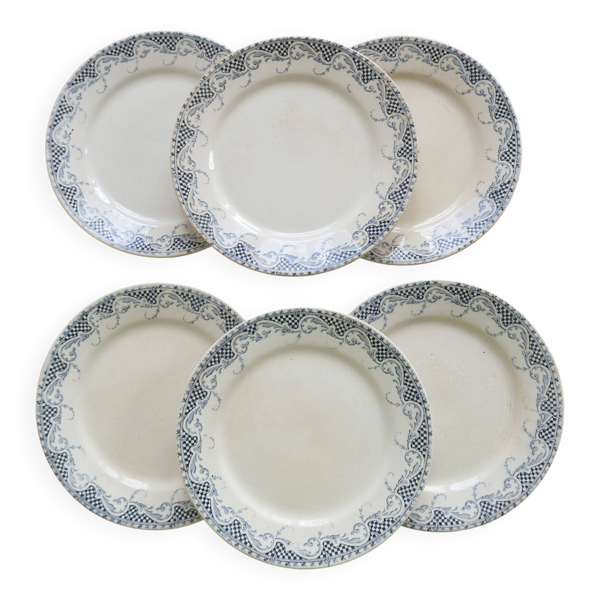 6 assiettes à dessert terre de fer Sarreguemines U&C modèle Luchon