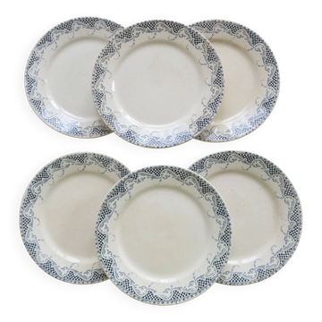 6 dessert plates, ironstone Sarreguemines U&C model Luchon
