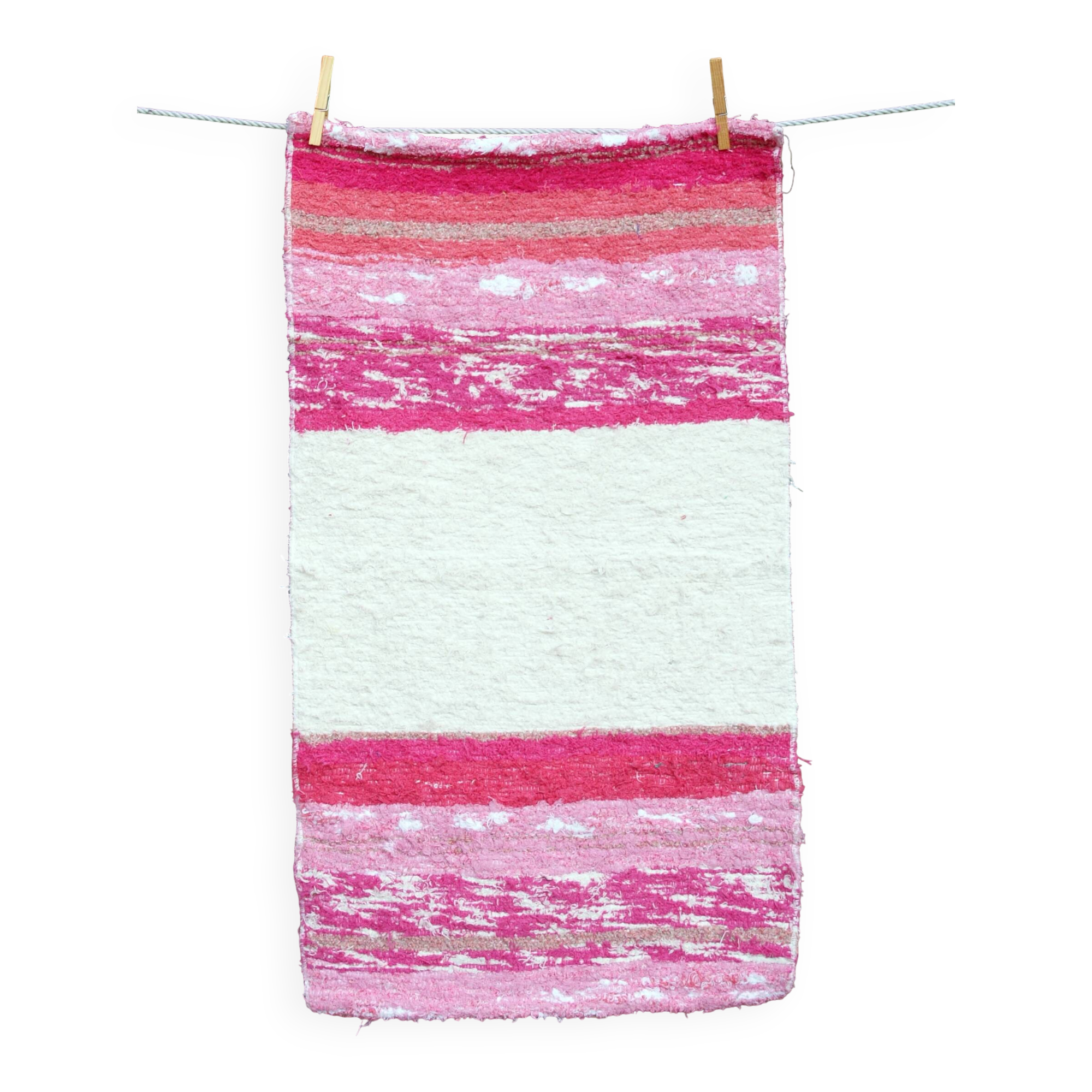 Tapis artisanal tissé main en coton recyclé - 50 x 90 cm