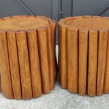 Pair of sofa ends table stool massive brutalist/design 20th century