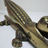 Casse-noix zoomorphe alligator crocodile laiton xl 35cm vintage