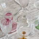 8 mismatched vintage glass and crystal liqueur glasses