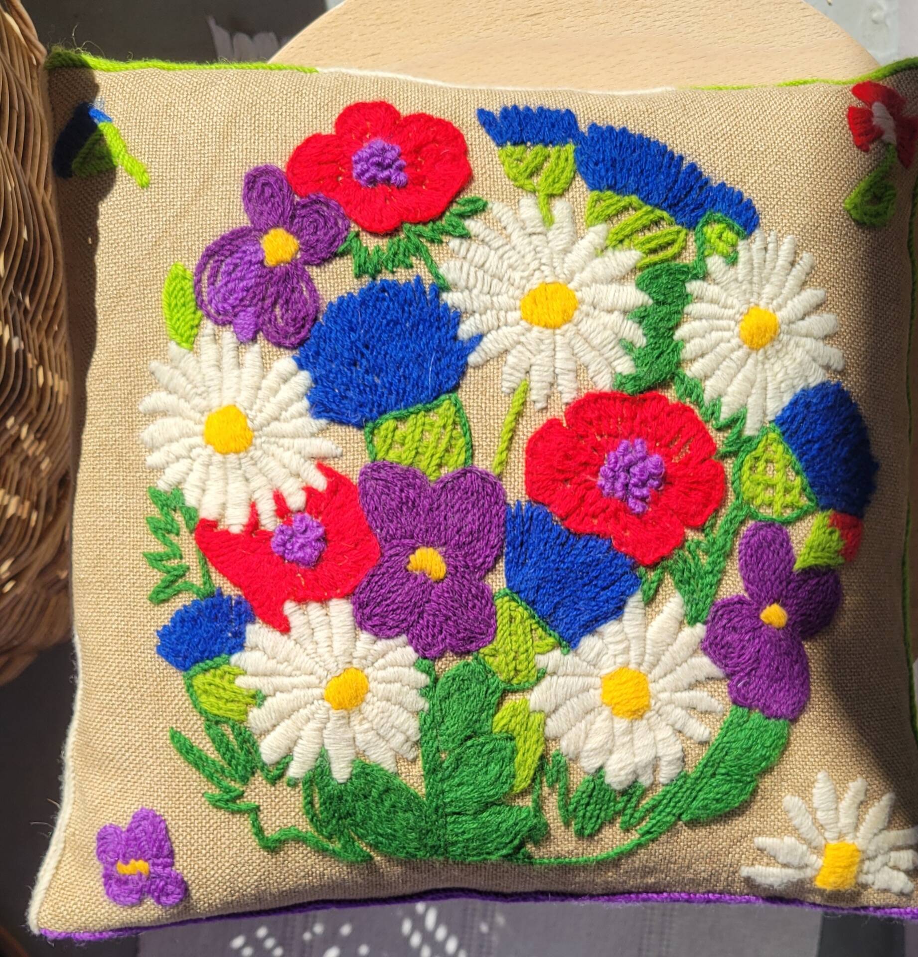 Vintage embroidered cushion