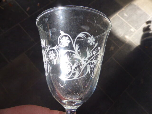 16 drinks wine, Tulip, glass shape transparent reasons silkscreens blueberries vintage 1950
