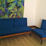 Daybed bench sofa angle teak and Scandinavian rosewood