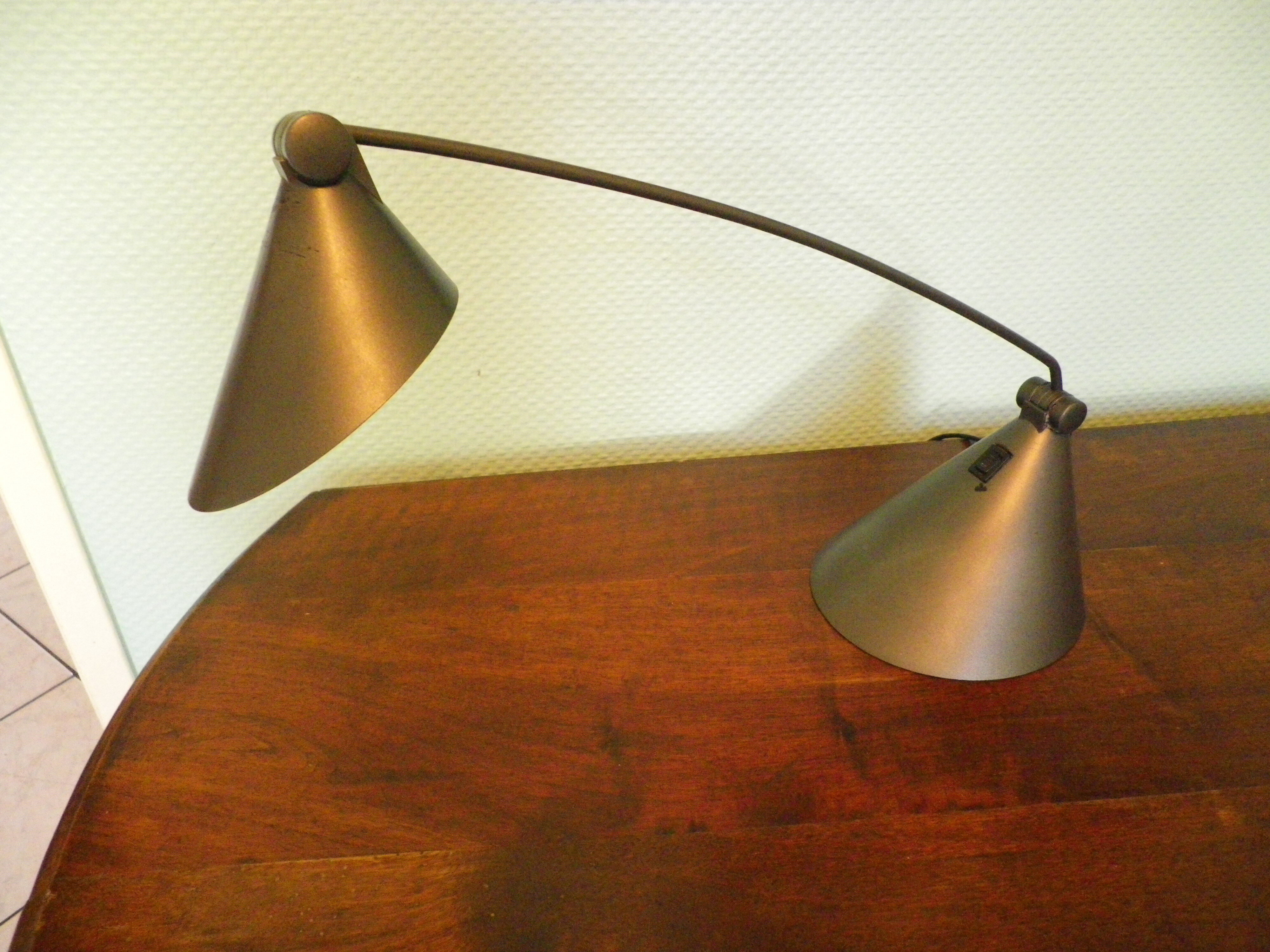 Table lamp, tiltable and adjustable, grey metal