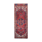 Red geometric tribal runner rug long handwoven oriental wool carpet 80x220cm