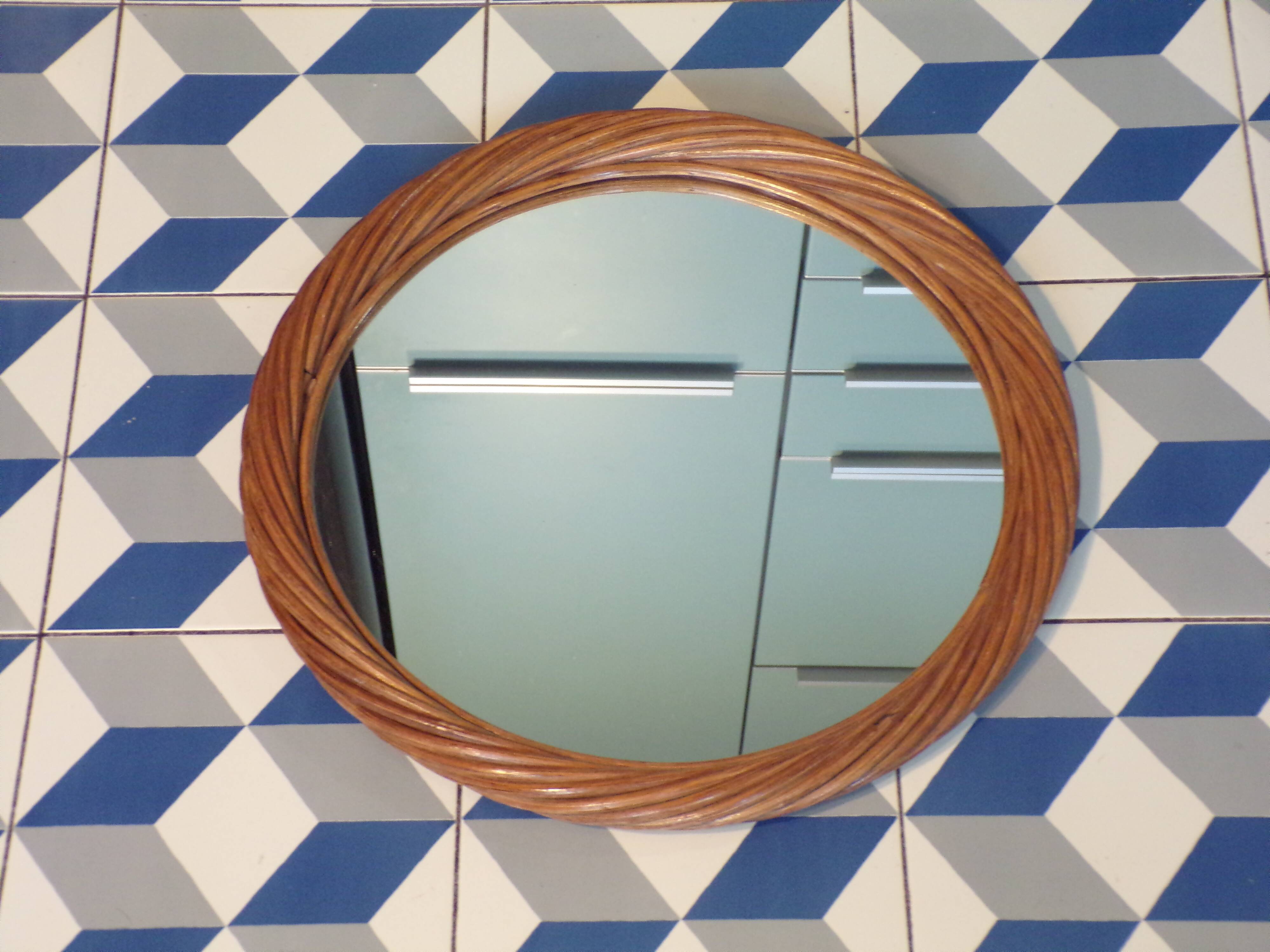 Round rattan mirror Ø40cm