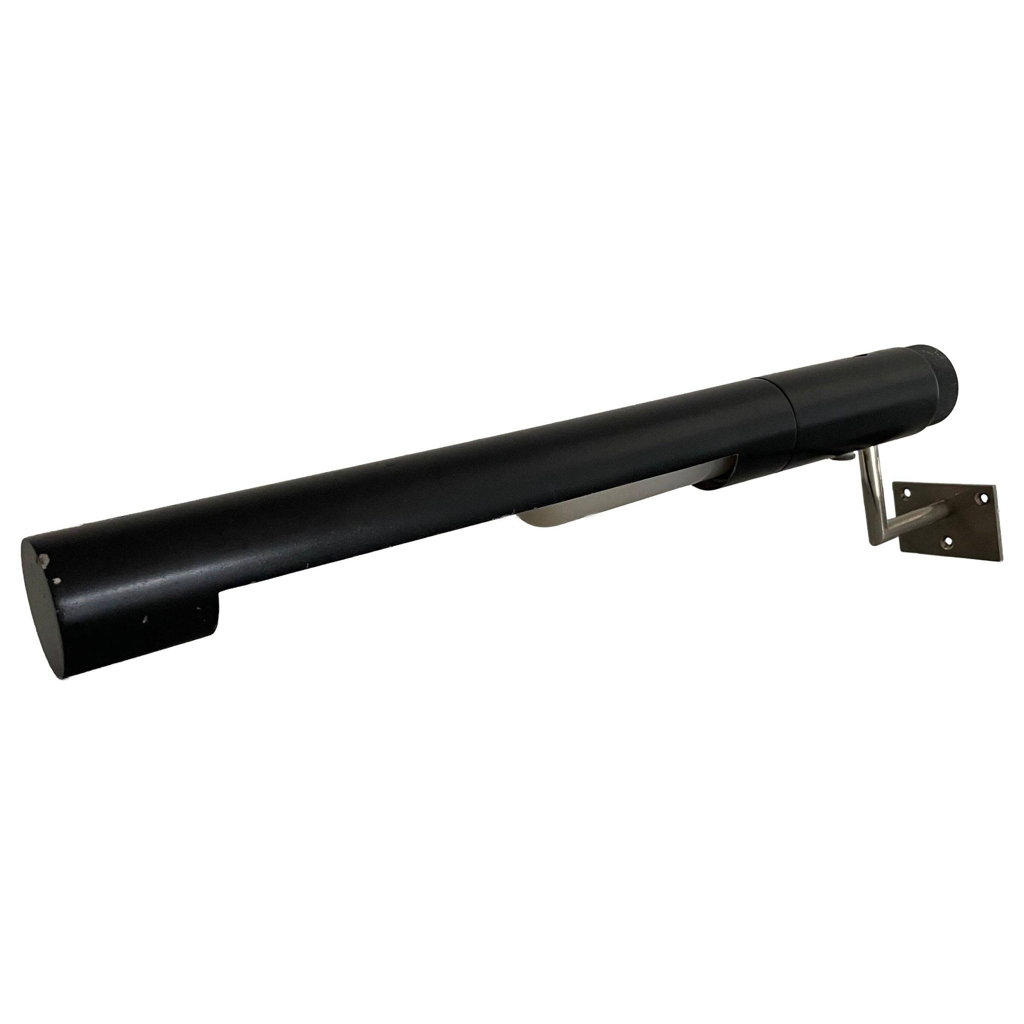 Minimalist black metal wall light with a cylindrical design, 1960s, Germany.