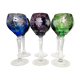 Set of six colored cut crystal wine glasses