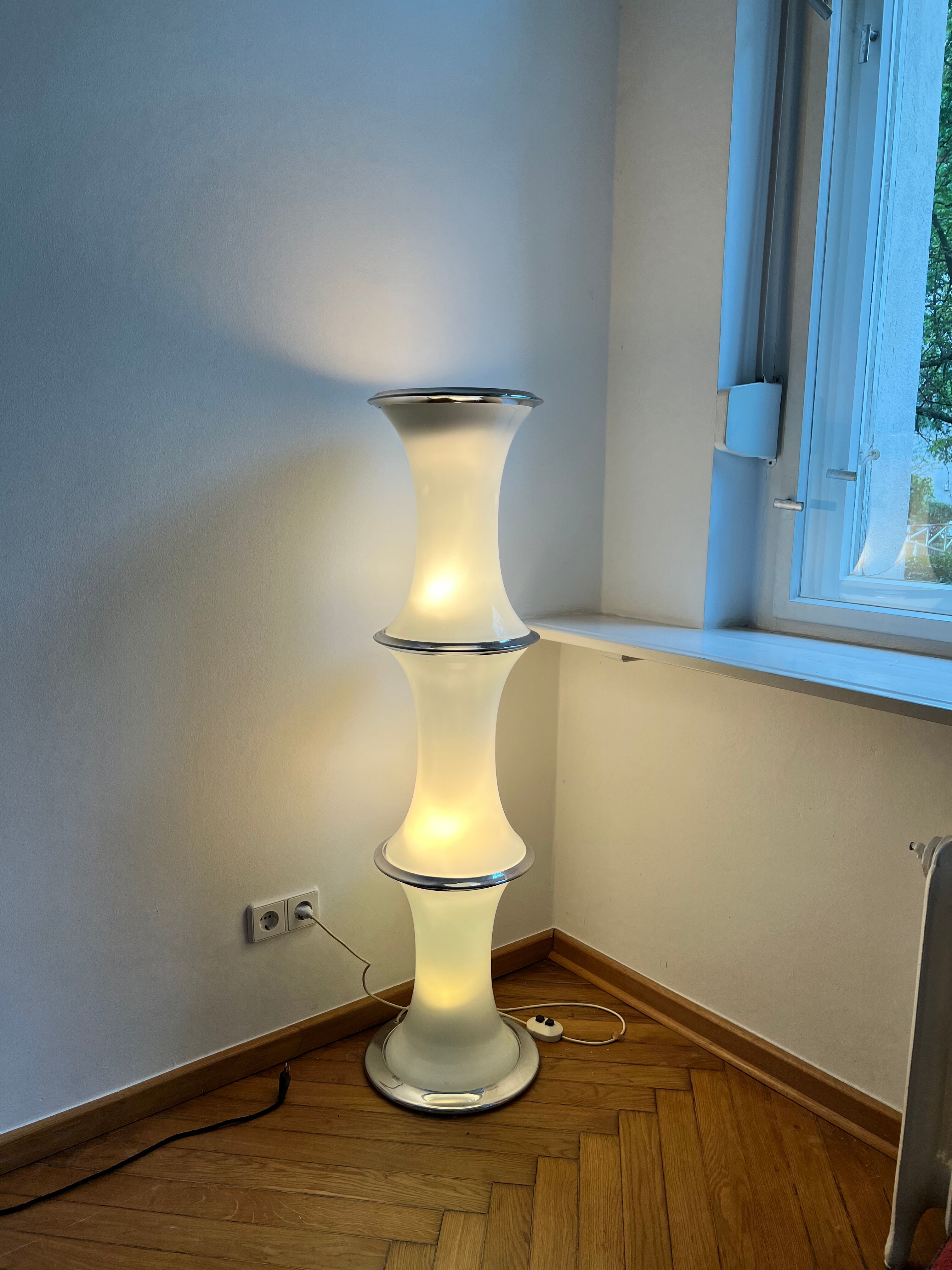 BAMBOO FLOOR LAMP IN MURANO GLASS, ENRICO TRONCONI VISTOSI- 1970s