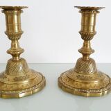 Pair of 19th century gilt bronze candlesticks - Château de Compiègne