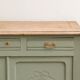 Antique art deco buffet in solid oak – pure lizard green & paint and natural wood – 121 cm