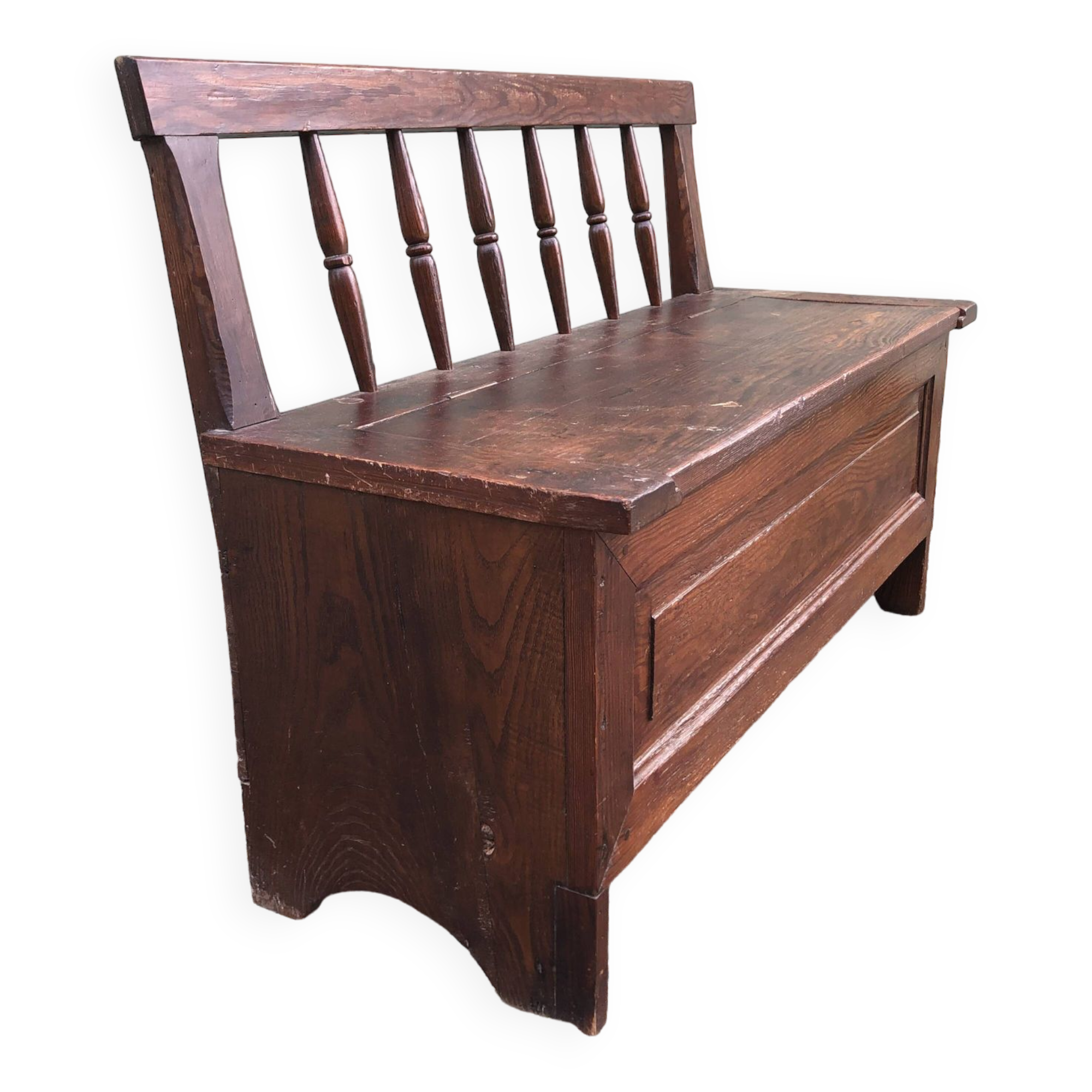 Rustic chest bench in old patina fir.