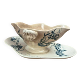 Saucière ancienne Gien Iris en terre de fer, fin XIXe siècle