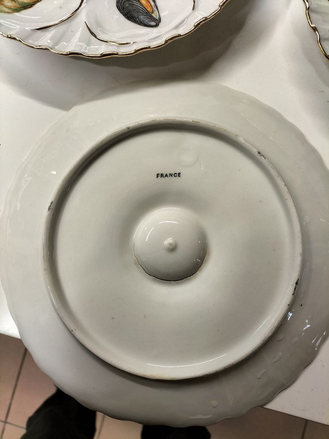 6 vintage oyster plates