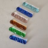 6 glass knife holders of colors