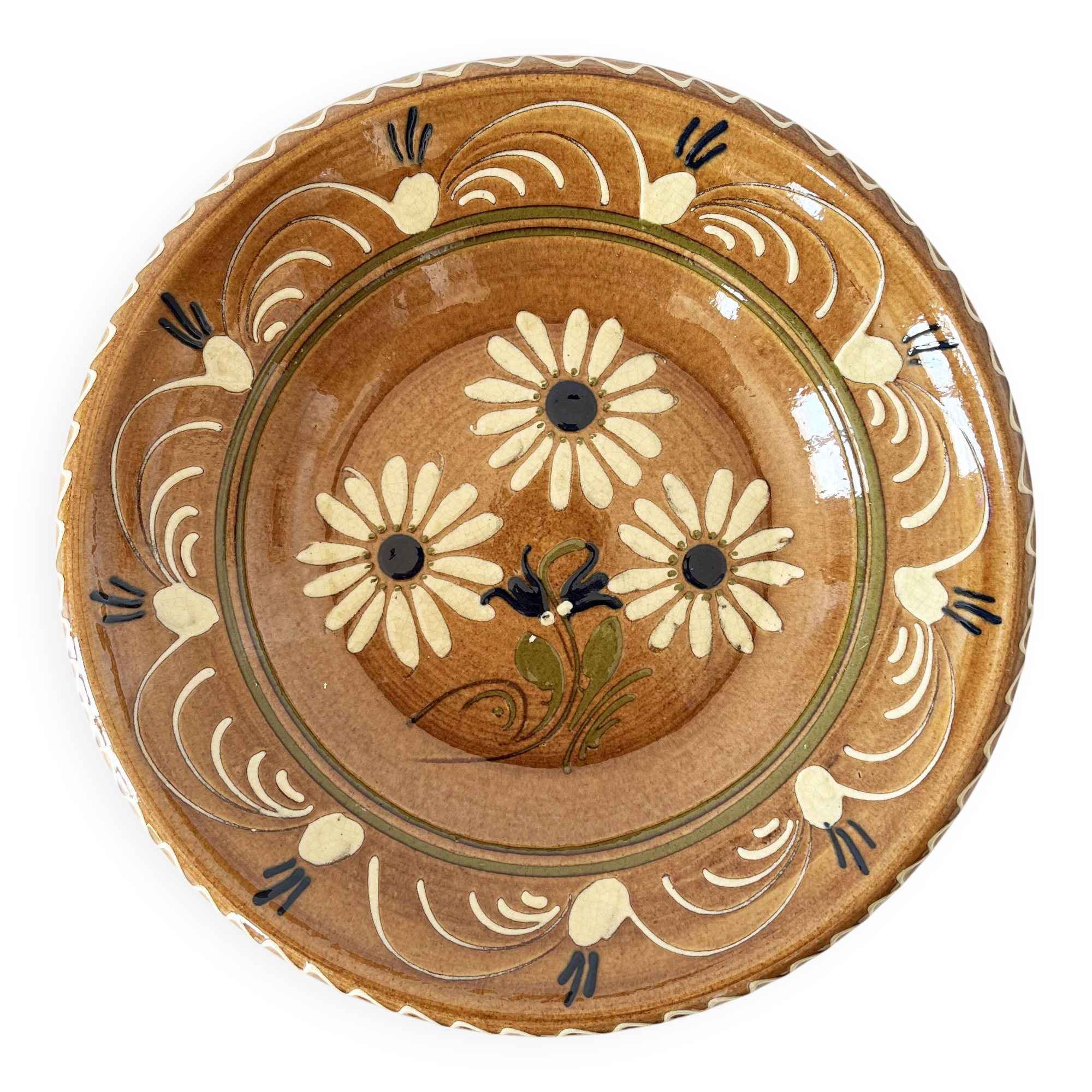 Large terracotta dish Alsace 1960