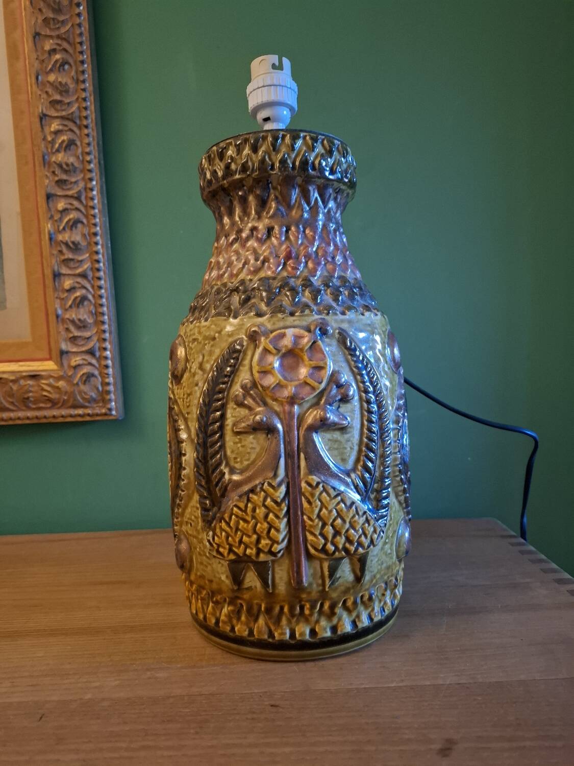 60'S keramik lamp, peacock decor