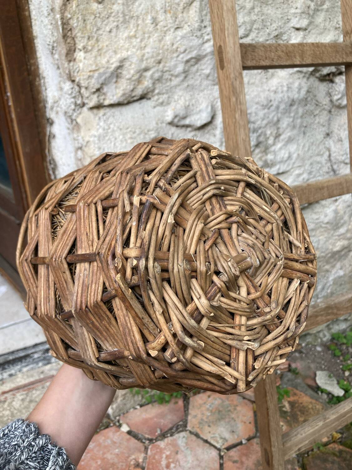 Vintage wicker demijohn