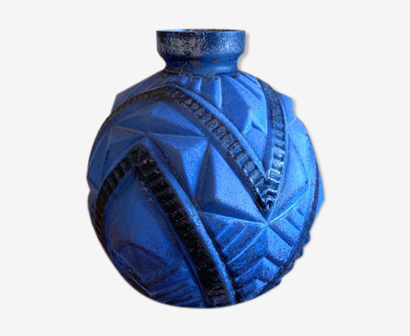 Vase Art Déco bleu et noir | Selency