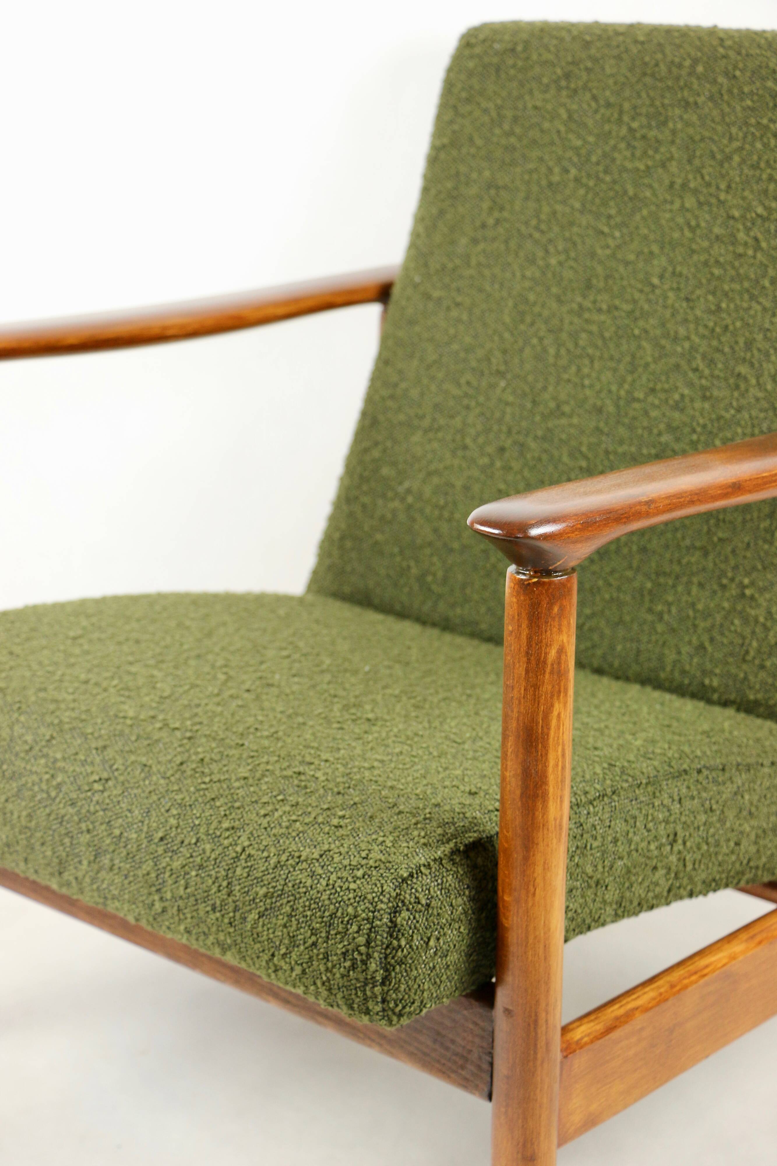 GFM-142 chair in olive boucle, attributed to Edmund Homa, 1970s