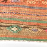 5x8 Green & Orange Striped Pattern Persian Kilim Rug, 155x250Cm