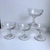 Set of 4 glasses / liquor cups in molded glass 20s