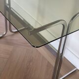 Chrome desk and 70" style glass top