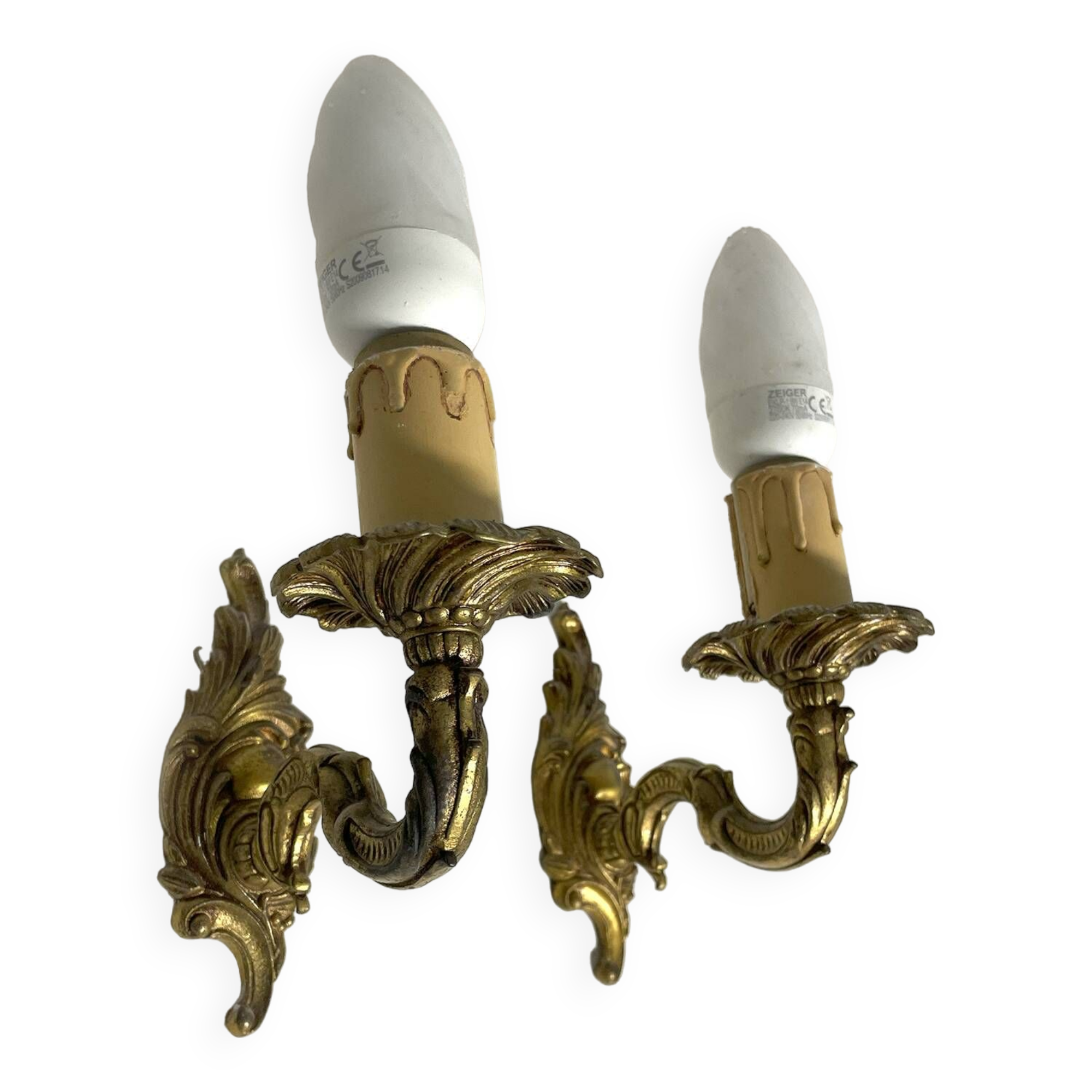 Pair of bronze chandelier wall lights, classic style, Louis XV