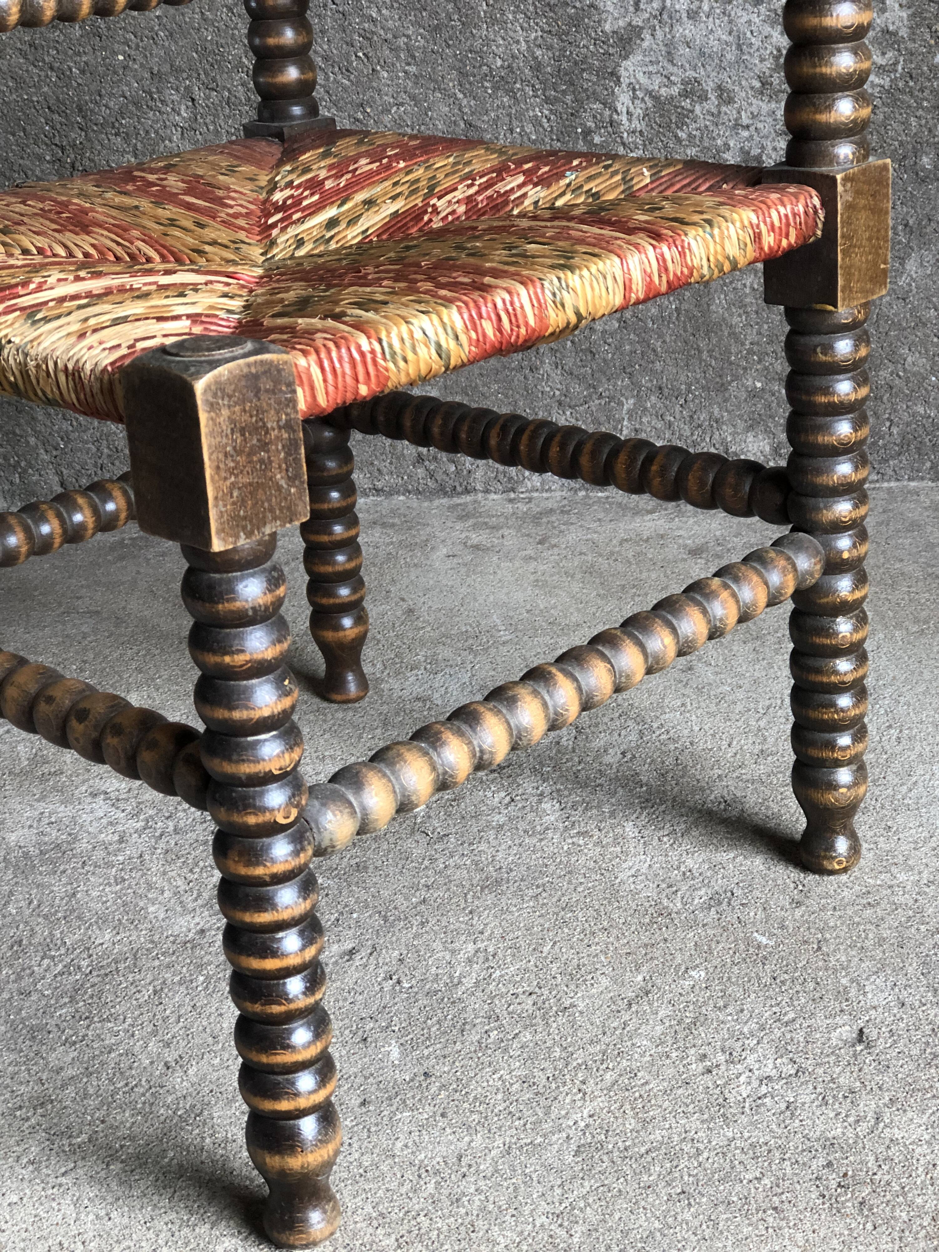 Turned wood corner chair