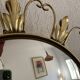 Vintage 1960s witch's eye sun mirror, domed gold metal - 45 cm